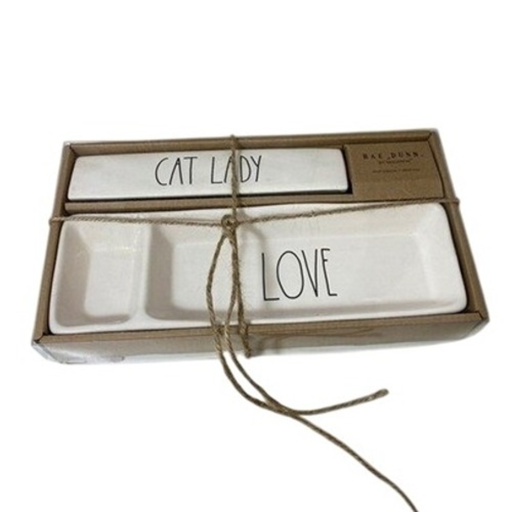 Rae Dunn Cat Lady Desk Plaque&Love‎ Tray